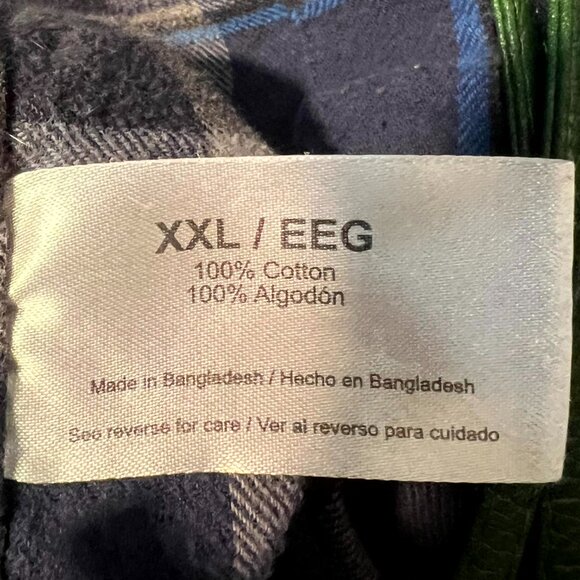 Eddie Bauer Blues & White 100% Cotton Flannel Button-Up SZ XXL - Picture 3 of 5